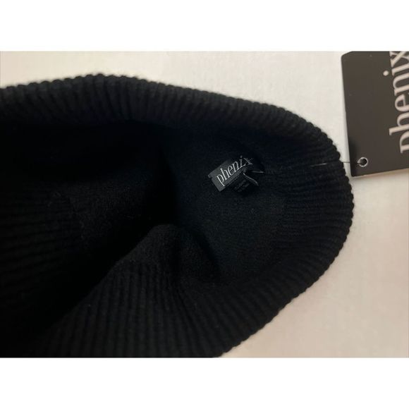 Phenix Cashmere Jersey Beanie Hat Black Cuffed $120+ - Picture 6 of 6